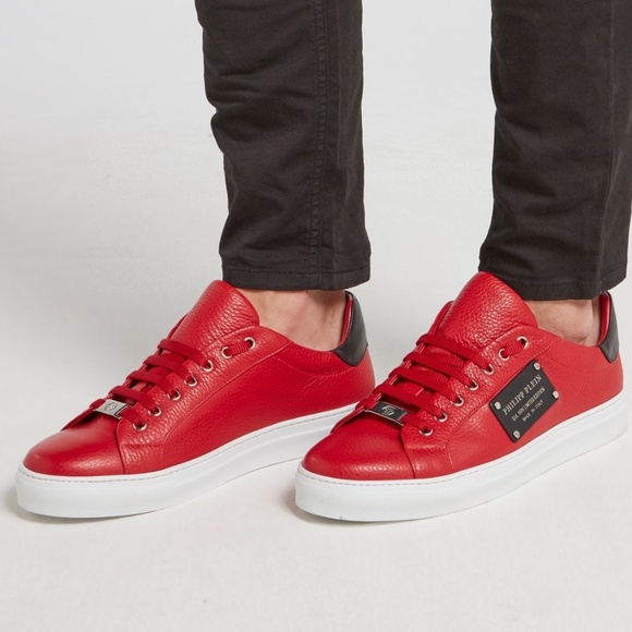 Philipp Plein Other - Philipp Plein “The Plein Original” Red Leather Sneakers – 9.5